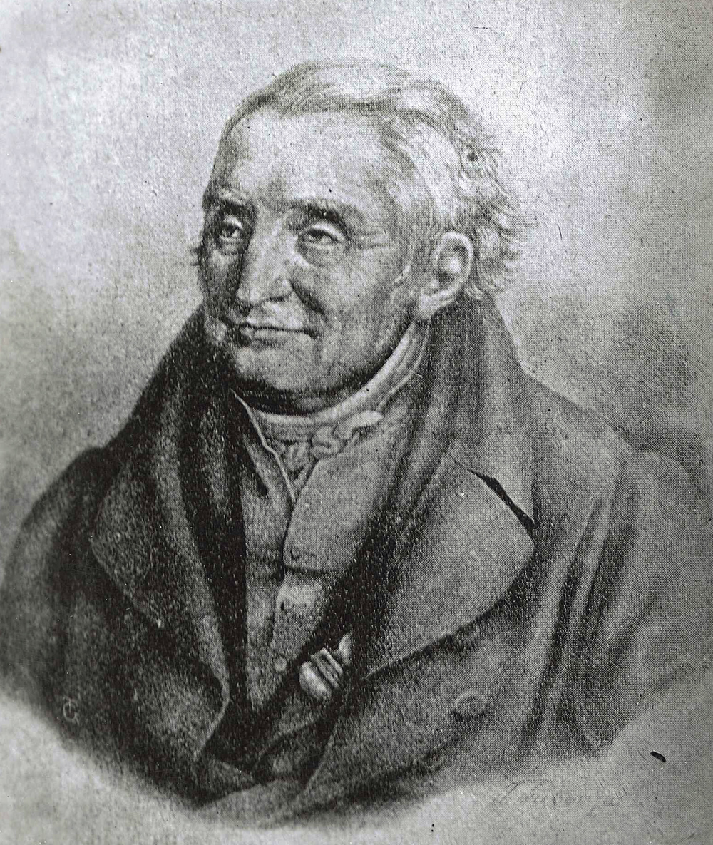 Lithographie eines Mannes im Anzug