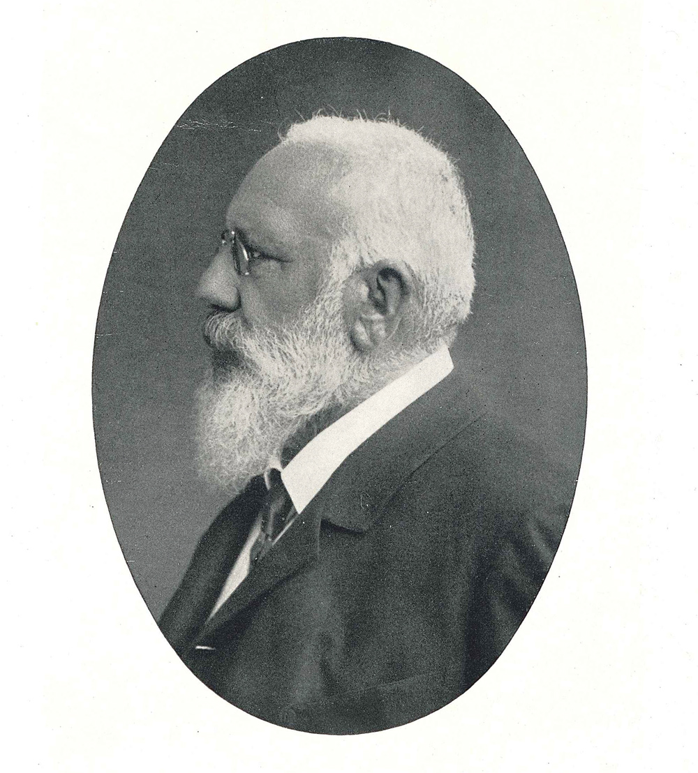 seitliches Portrait eines alten Mannes mit wißem Vollbart