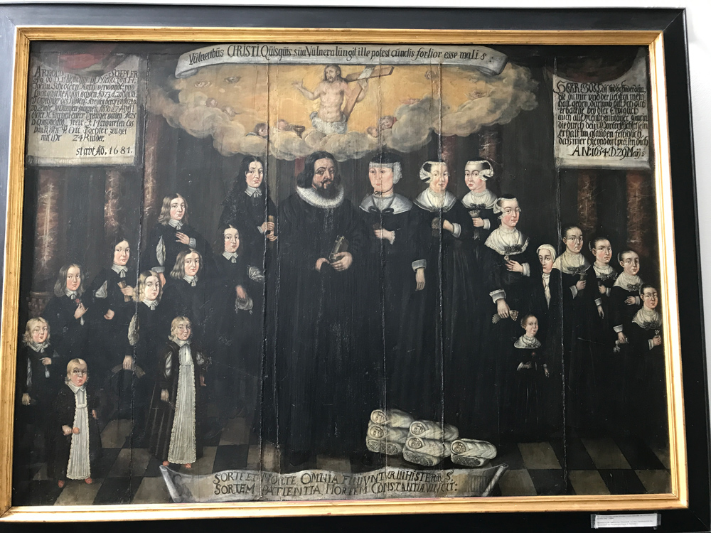 Ölgemälde. Mann mit 24 Kindern