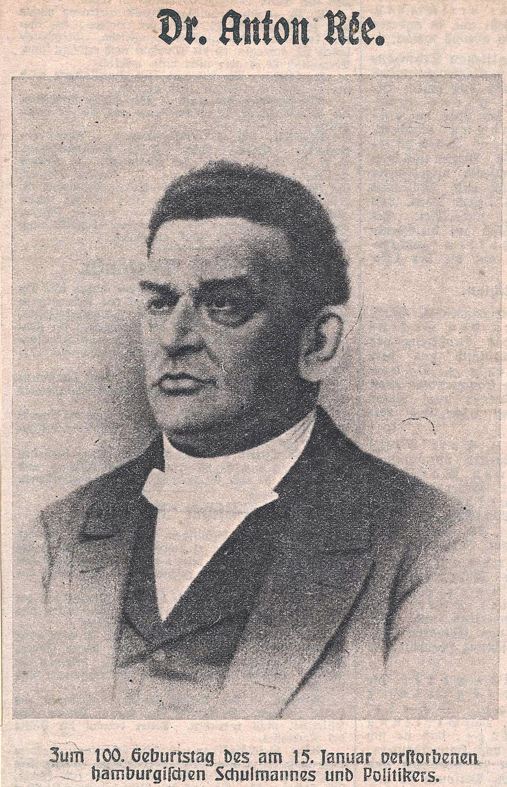 Zeitungsausschnitt mit Portrait eines Mannes