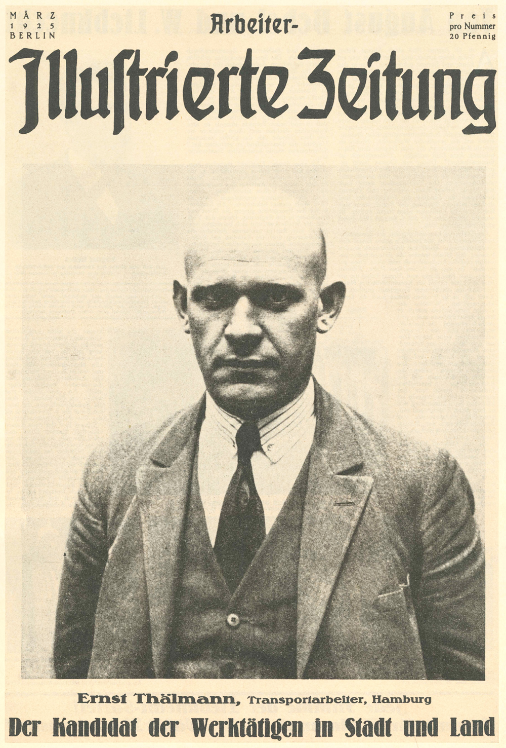 Portaitfoto eines Mannes ohne Haare auf dem Cover der Zeitschrift 
