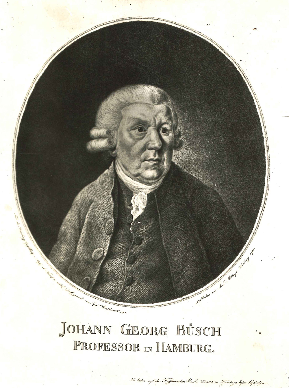 Zeichnung eines Mannes mit Barock-Perücke